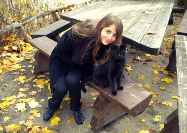 with a cat in Germany
